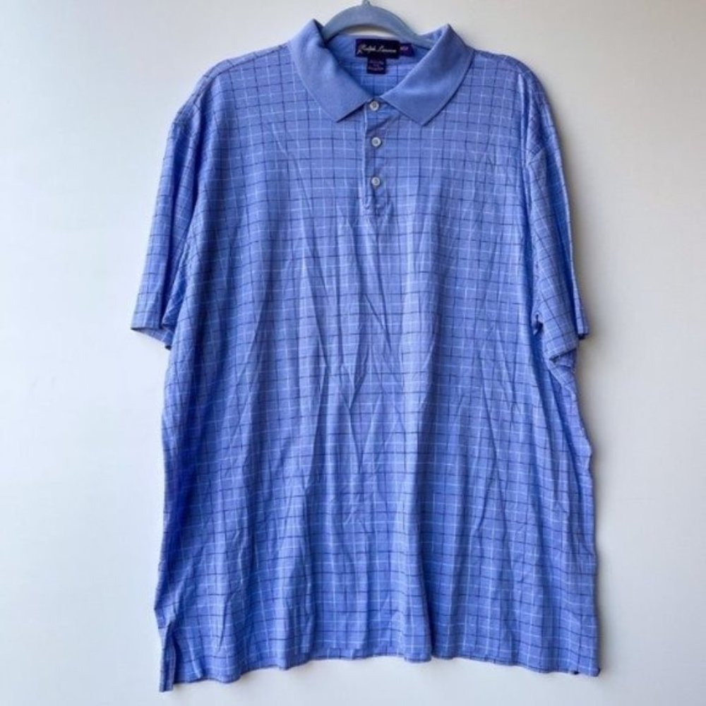 ❤️SOLD❤️Ralph Lauren Purple Label Cotton Blue Plaid Polo - Picture 3 of 9